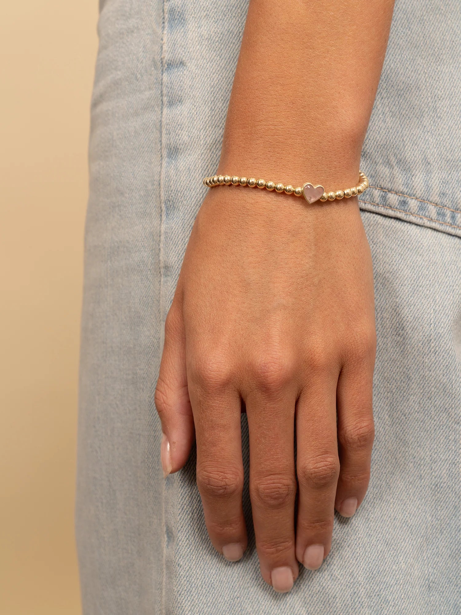 Sparkling Jewels Armband Opaliet SB-G-4MM-HEART-G66 Goudkleurig