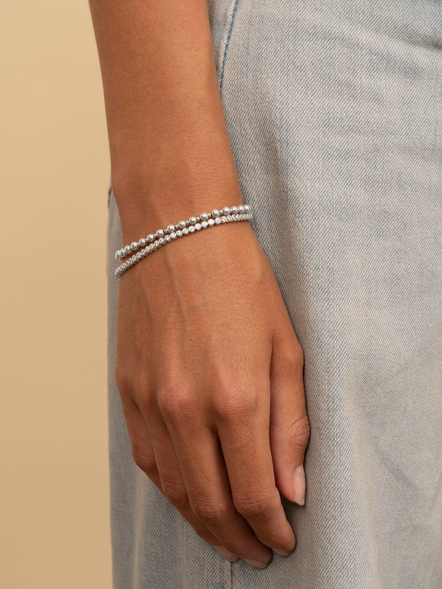 Sparkling Jewels Armband Bold Mix Silver - 4/2 mm SB-S-MIX-09 Zilverkleurig