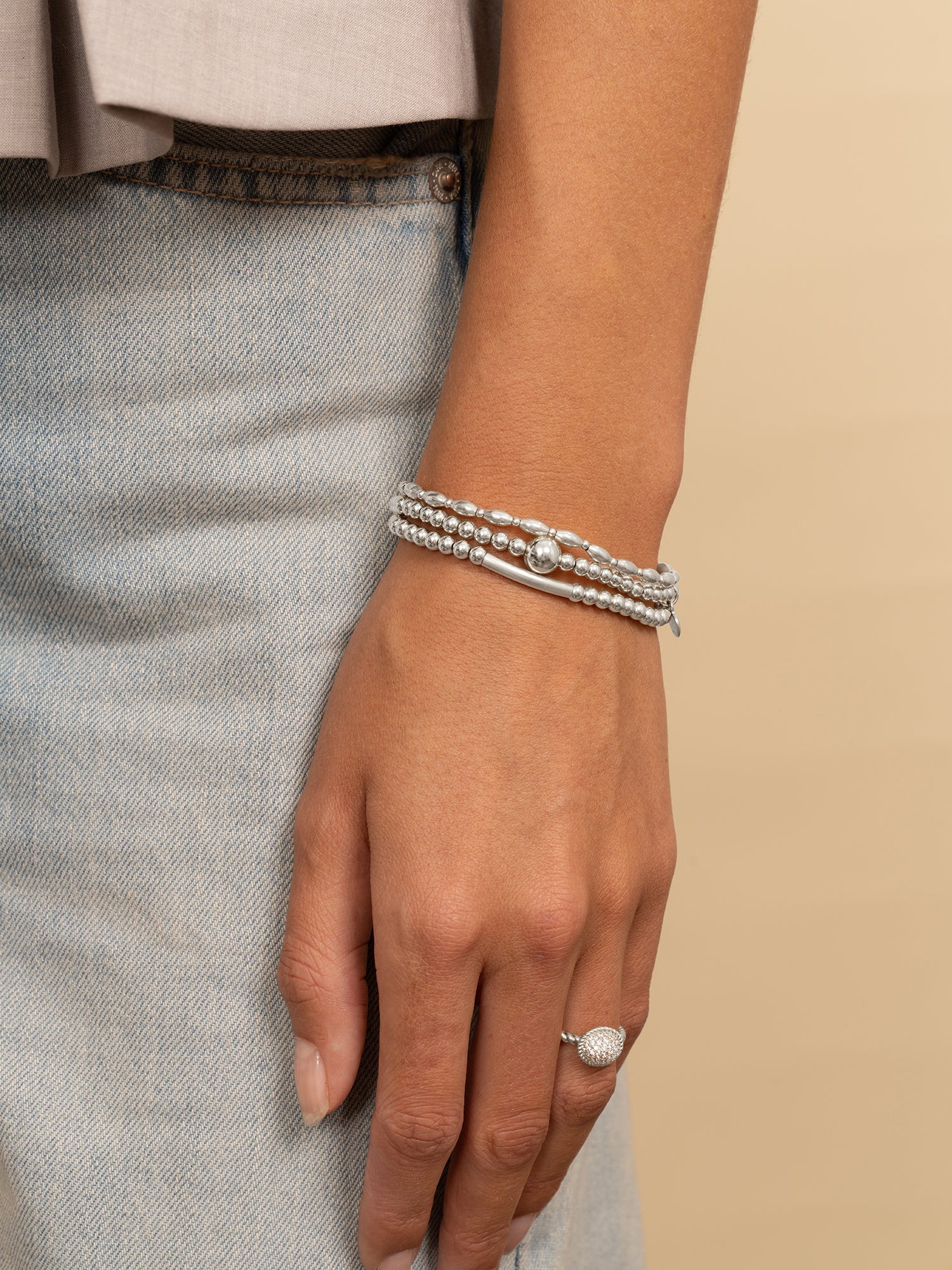 Sparkling Jewels Armband Core Silver - 8/4 mm SB-S-MIX-07 Zilverkleurig
