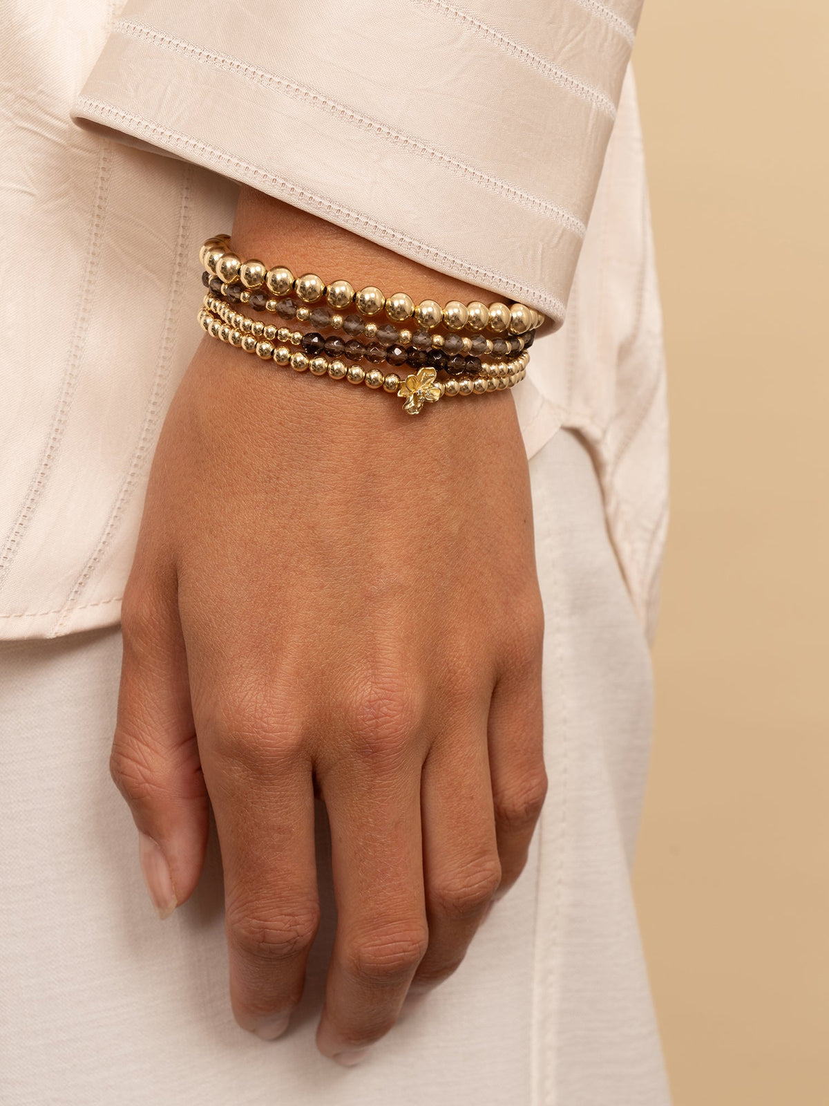 Sparkling Jewels Armband Rookkwarts SB-GEM23-3MM-LINE Zilverkleurig