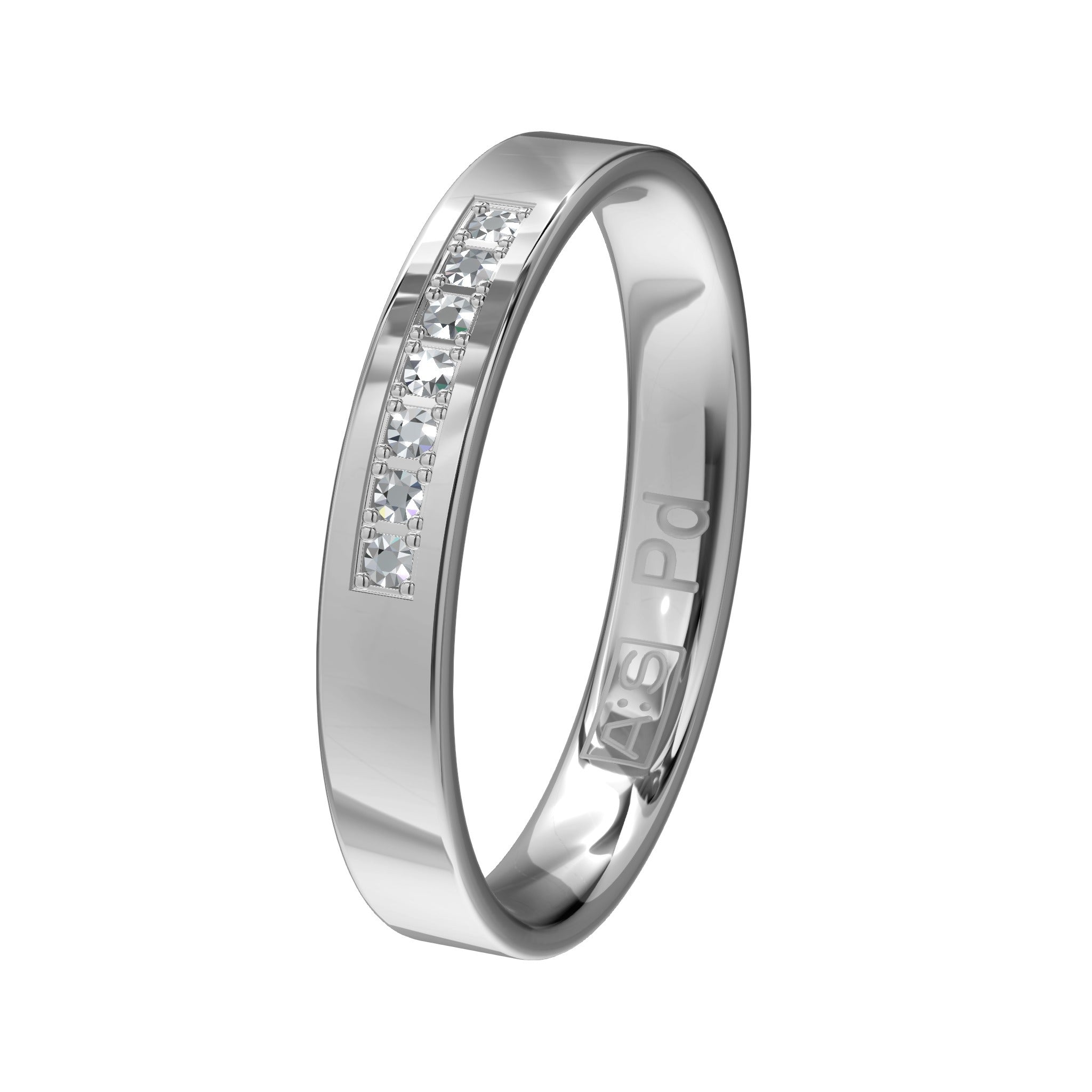 Aller Spanninga Trouwring 101 Palladium 585 briljant