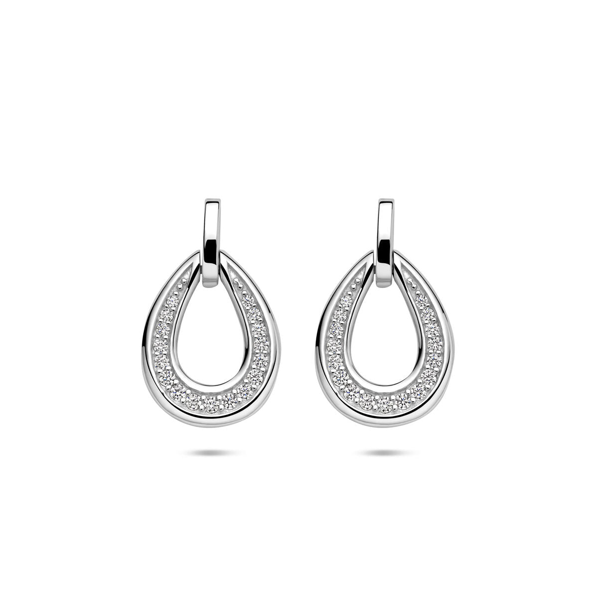 Zilveren gerhodineerde oorhangers druppel zirkonia 19 mm - 1341319
