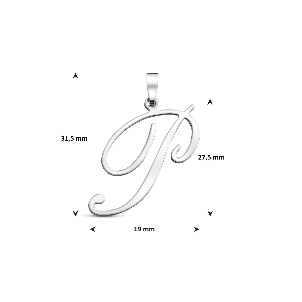 Hanger sierletter P 27,5 mm zilver #Letter_P