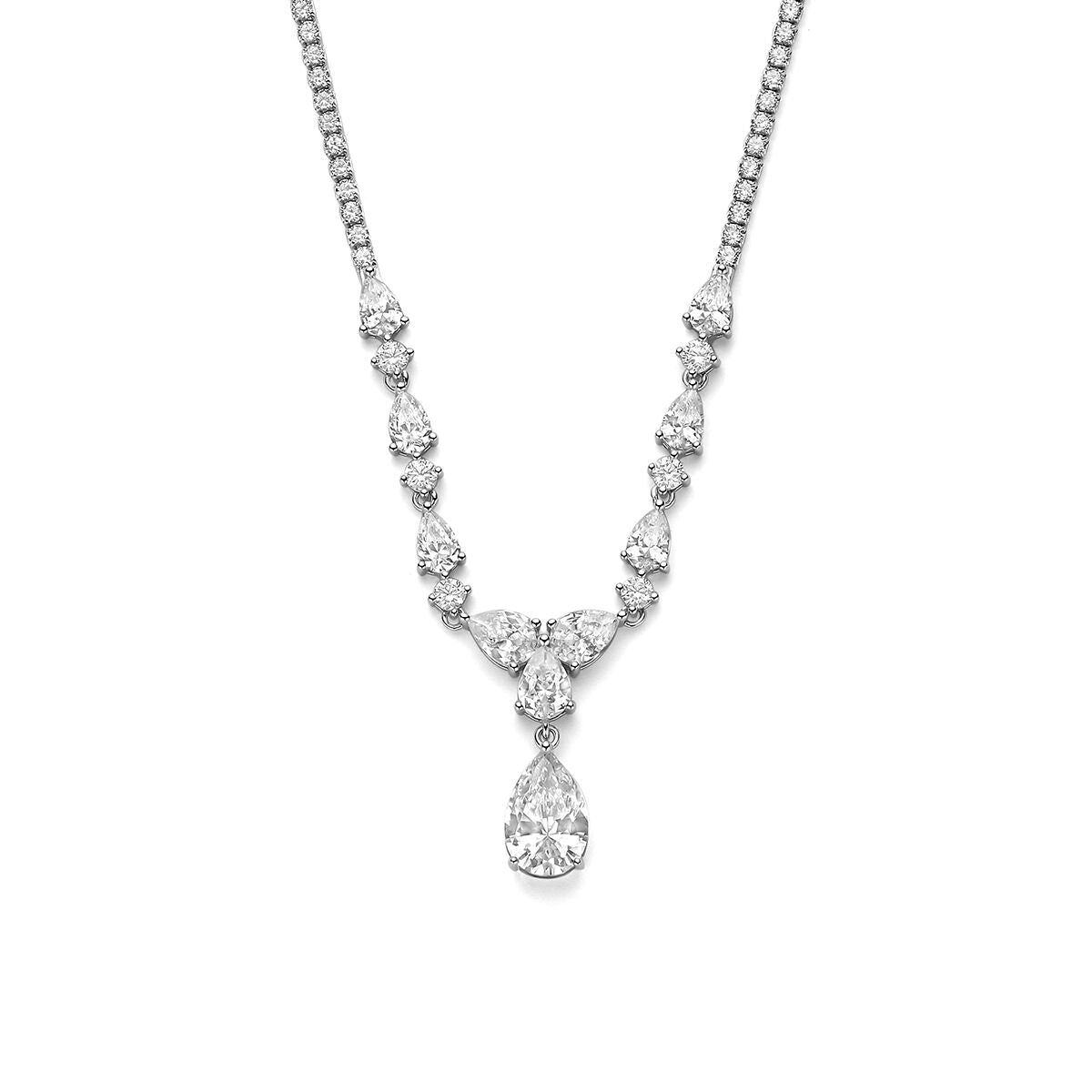 Fantasy Collection Collier zirkonia 42 + 3 cm zilver gerhodineerd