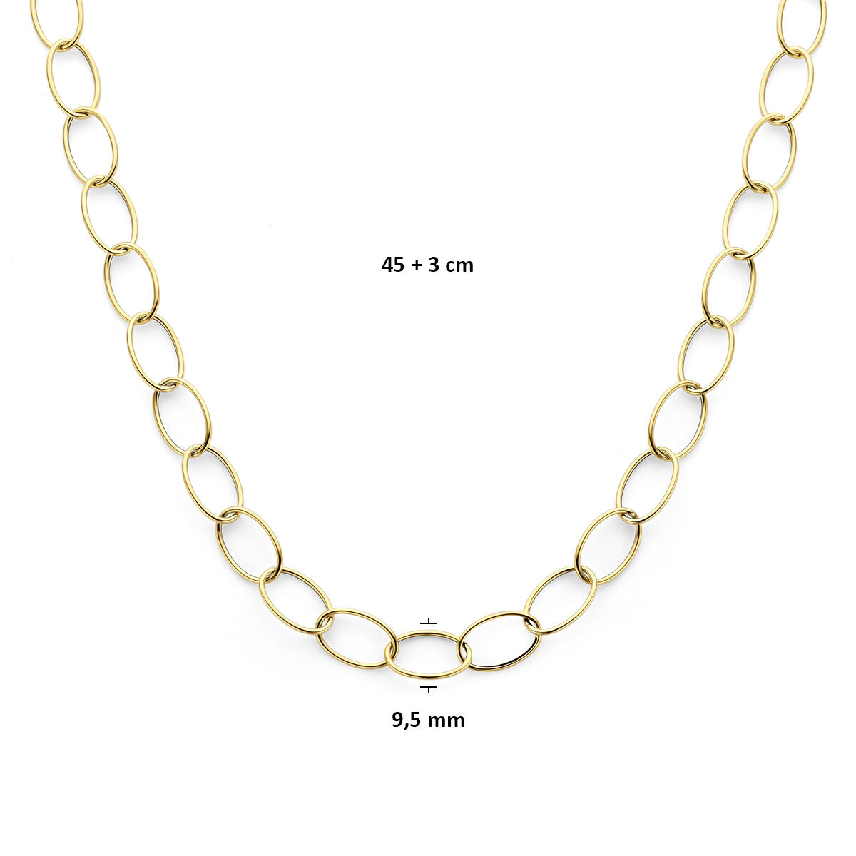 Fantasy Collection Collier 9,5 mm 42 + 3 cm 14K geelgoud