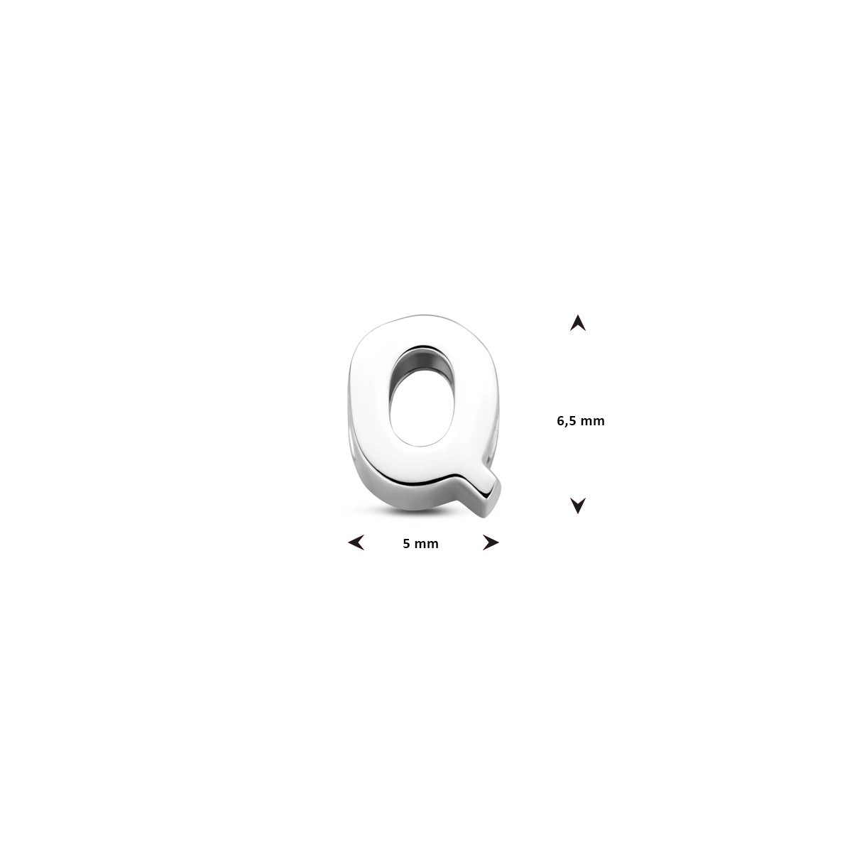 Hanger letter Q 6,5 mm zilver #Letter_Q