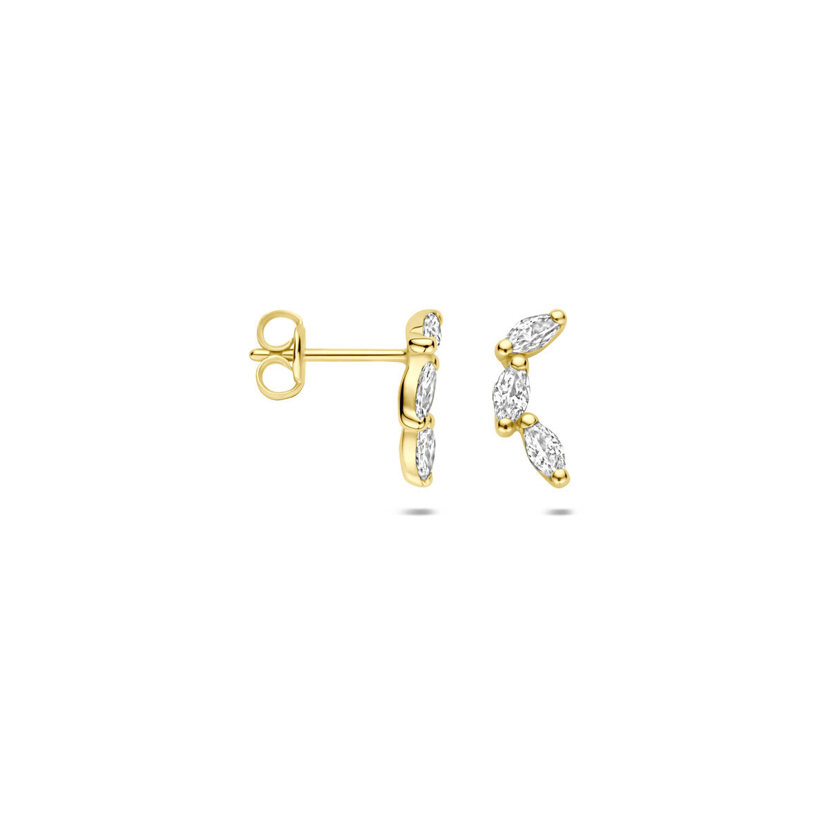 Oorknoppen zirkonia 9K geelgoud 10 mm