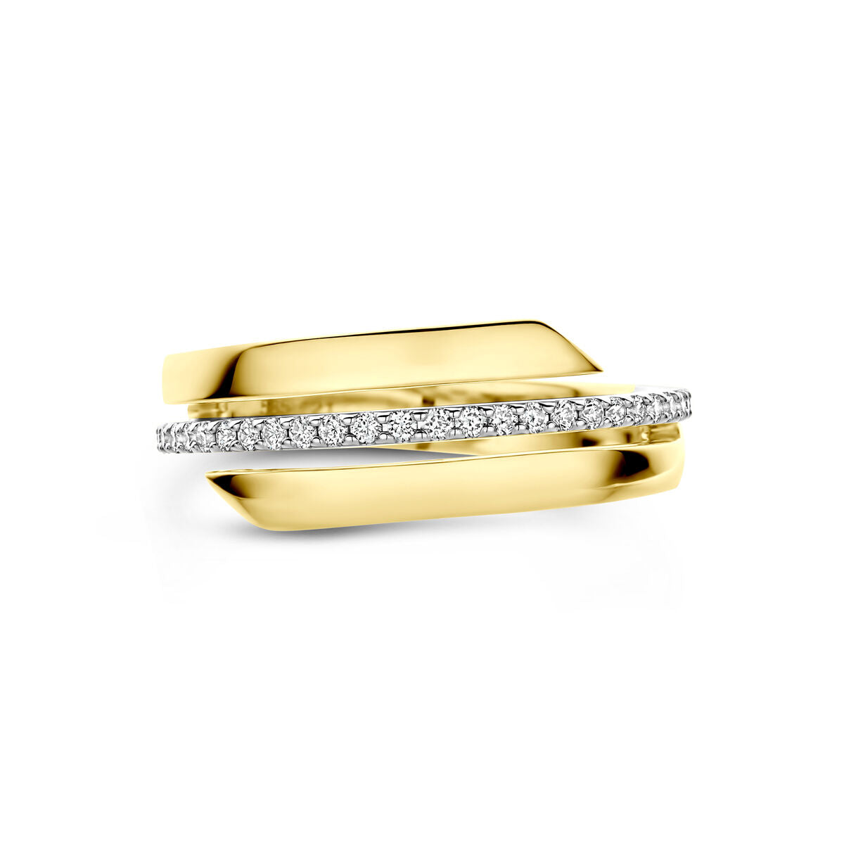 Ring diamant 0.21ct h si 14K bicolor goud geel/wit