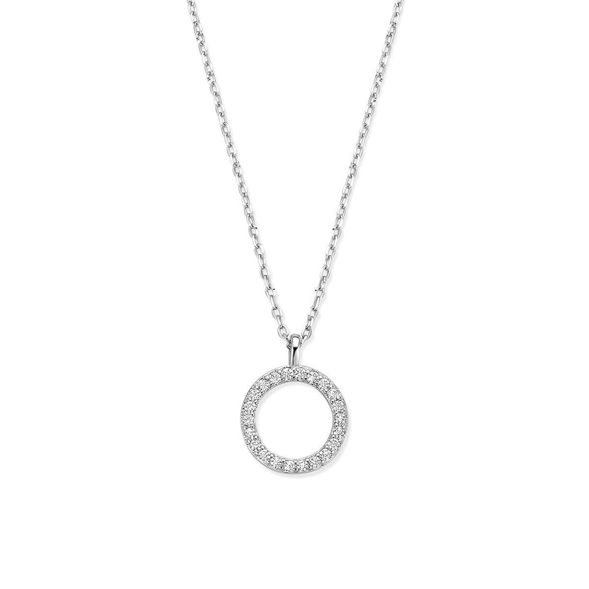 Collier zirkonia 41 - 43 - 45 cm zilver gerhodineerd