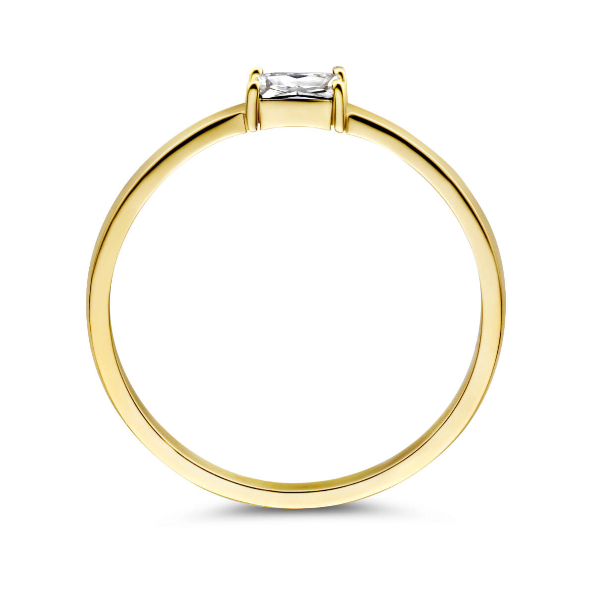 Ring met geboortesteen zirkonia april 14K geelgoud