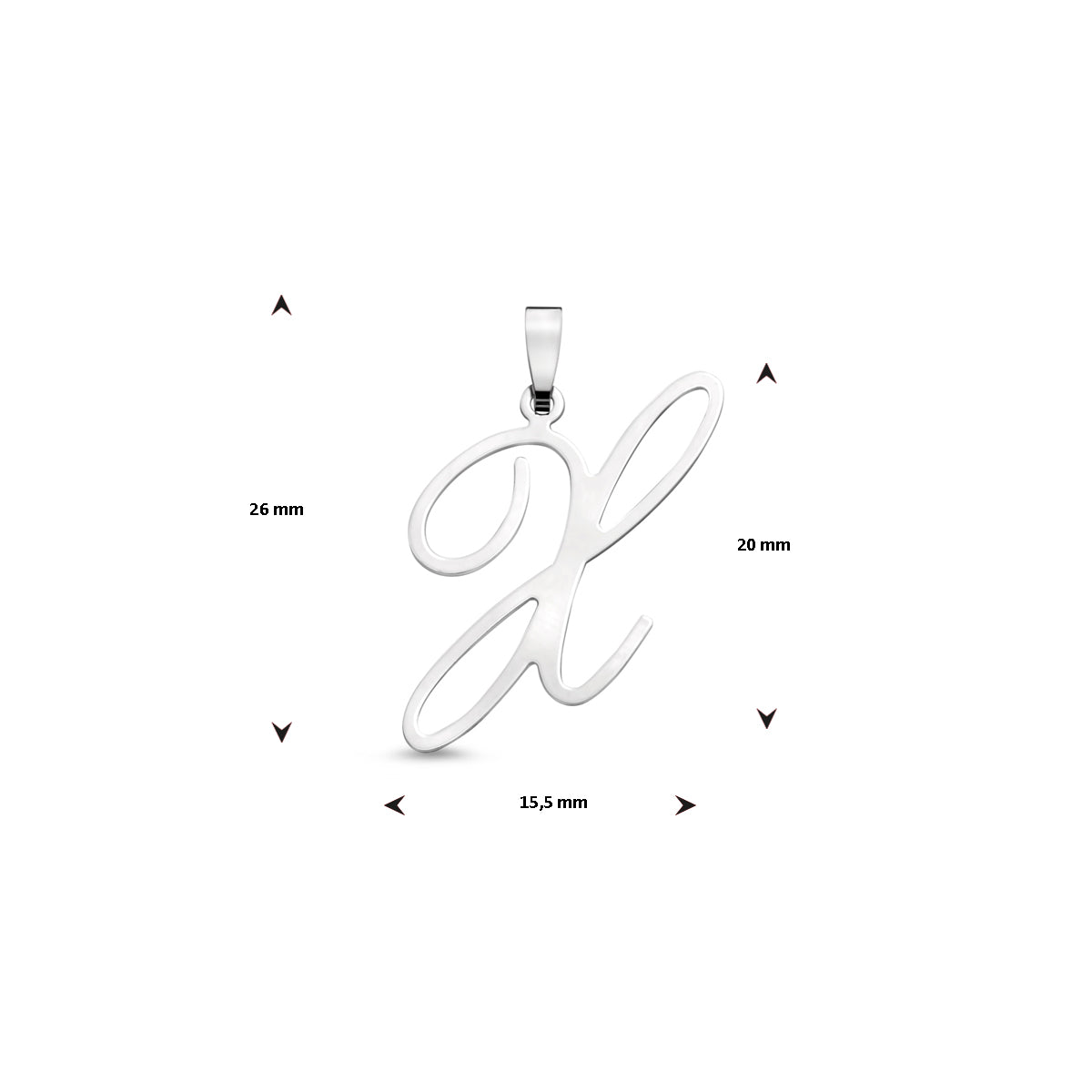 Hanger sierletter X 20 mm zilver #Letter_X