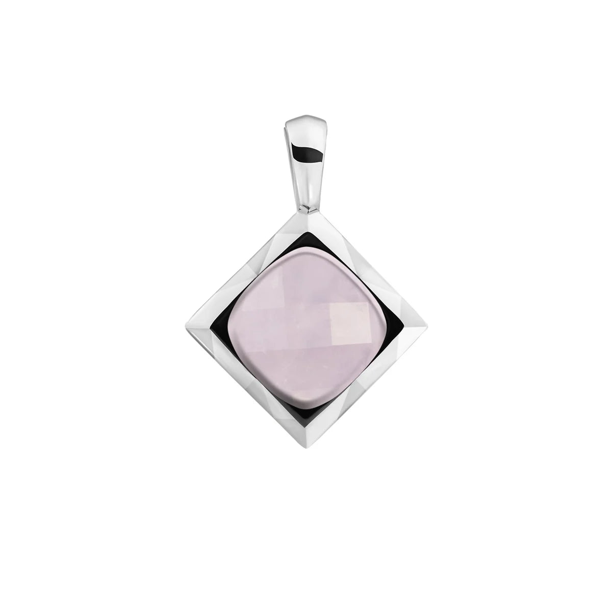 Sparkling Jewels Hanger | Rose Quartz Cushion Cut Amulet - Silver SP32-G13 - PansiteNederland.nl
