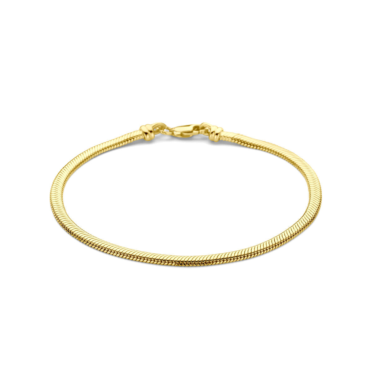 Armband slang plat bol 3,3 mm 19 cm massief 9K geelgoud