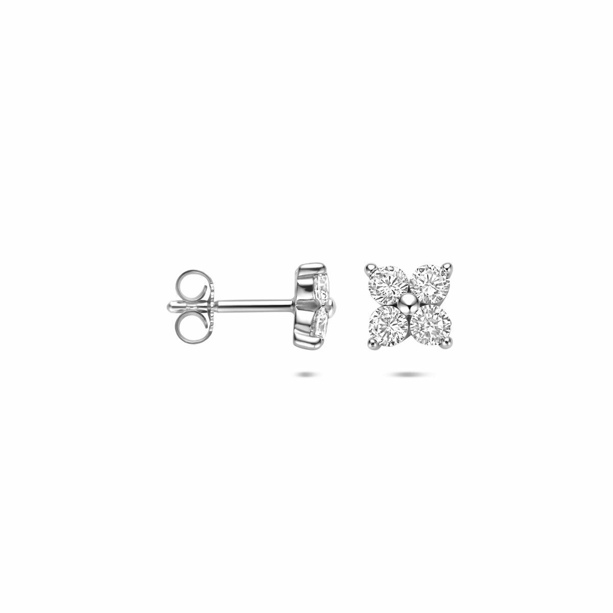 Zilveren gerhodineerde oorknoppen zirkonia 6,5 mm - 1341212