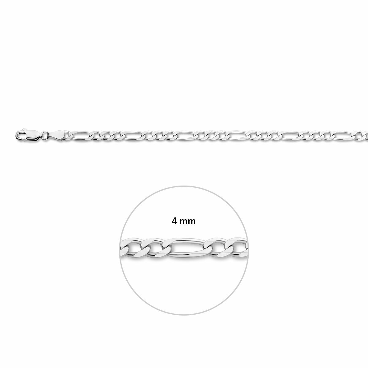 Figaro 4,0 mm zilver wit