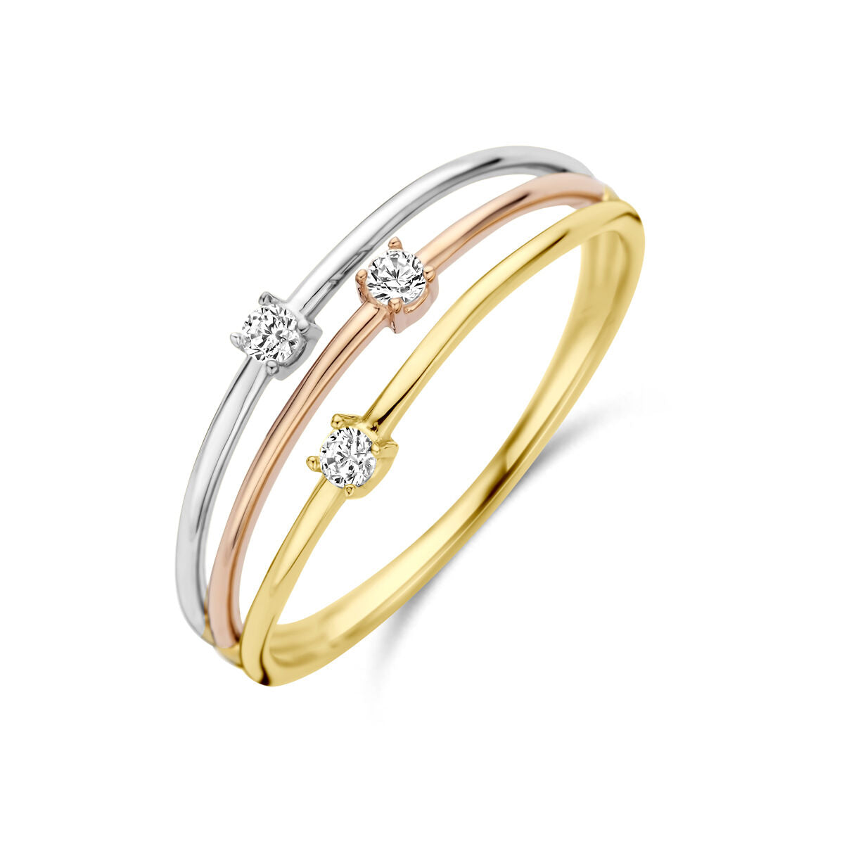 Fantasy Collection Ring zirkonia tricolor 14K tricolor goud