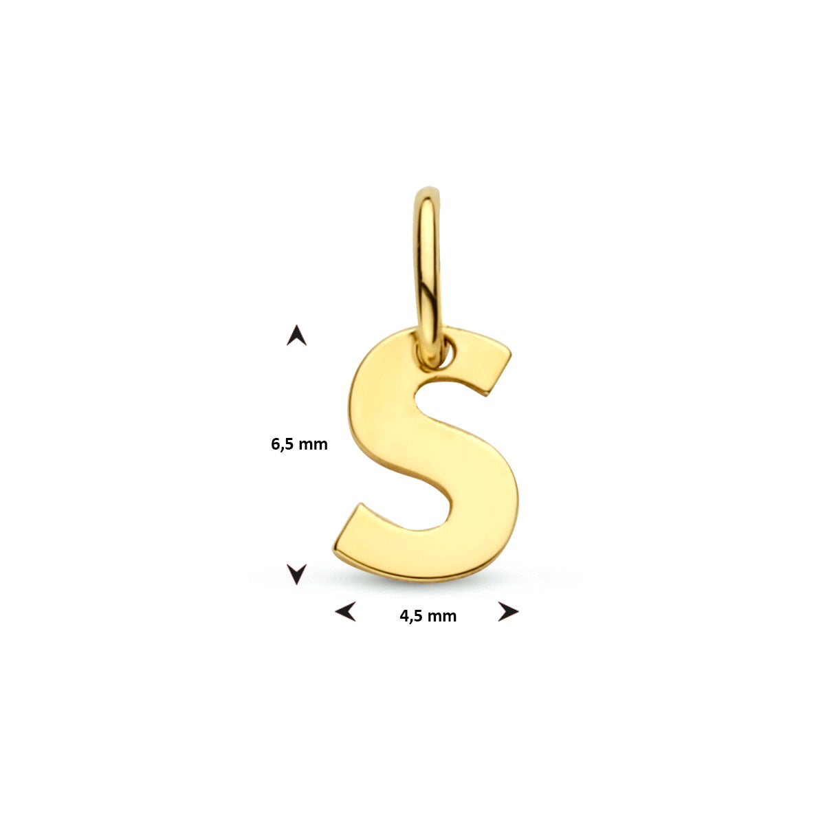 Hanger letter S 9K geelgoud #Letter_S