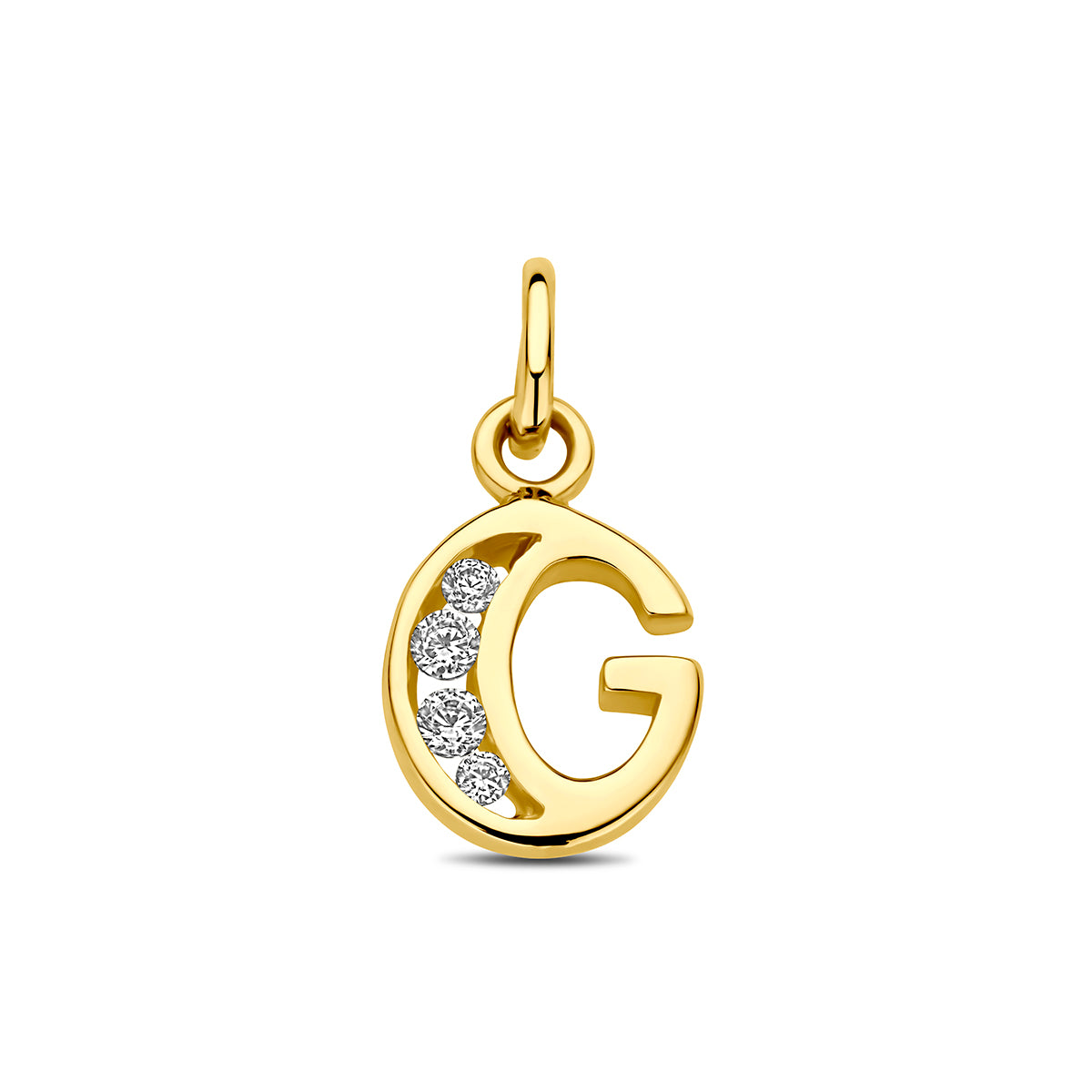 Hanger letter G zirkonia 11 mm 14K geelgoud #Letter_G