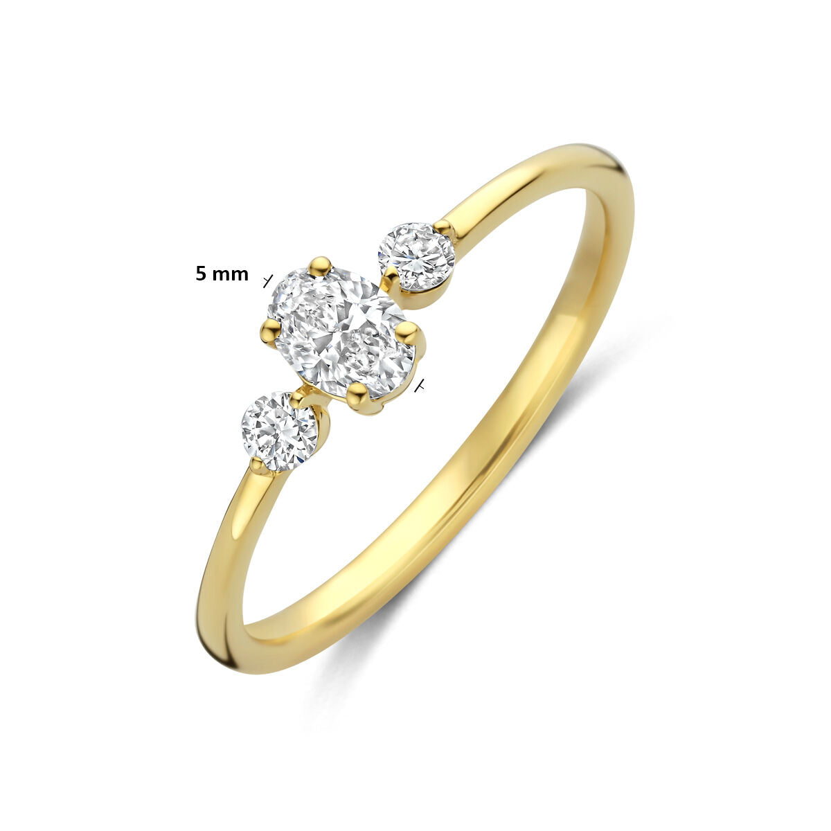 Ring trilogie lab grown diamant 0.34ct f vs 14K geelgoud