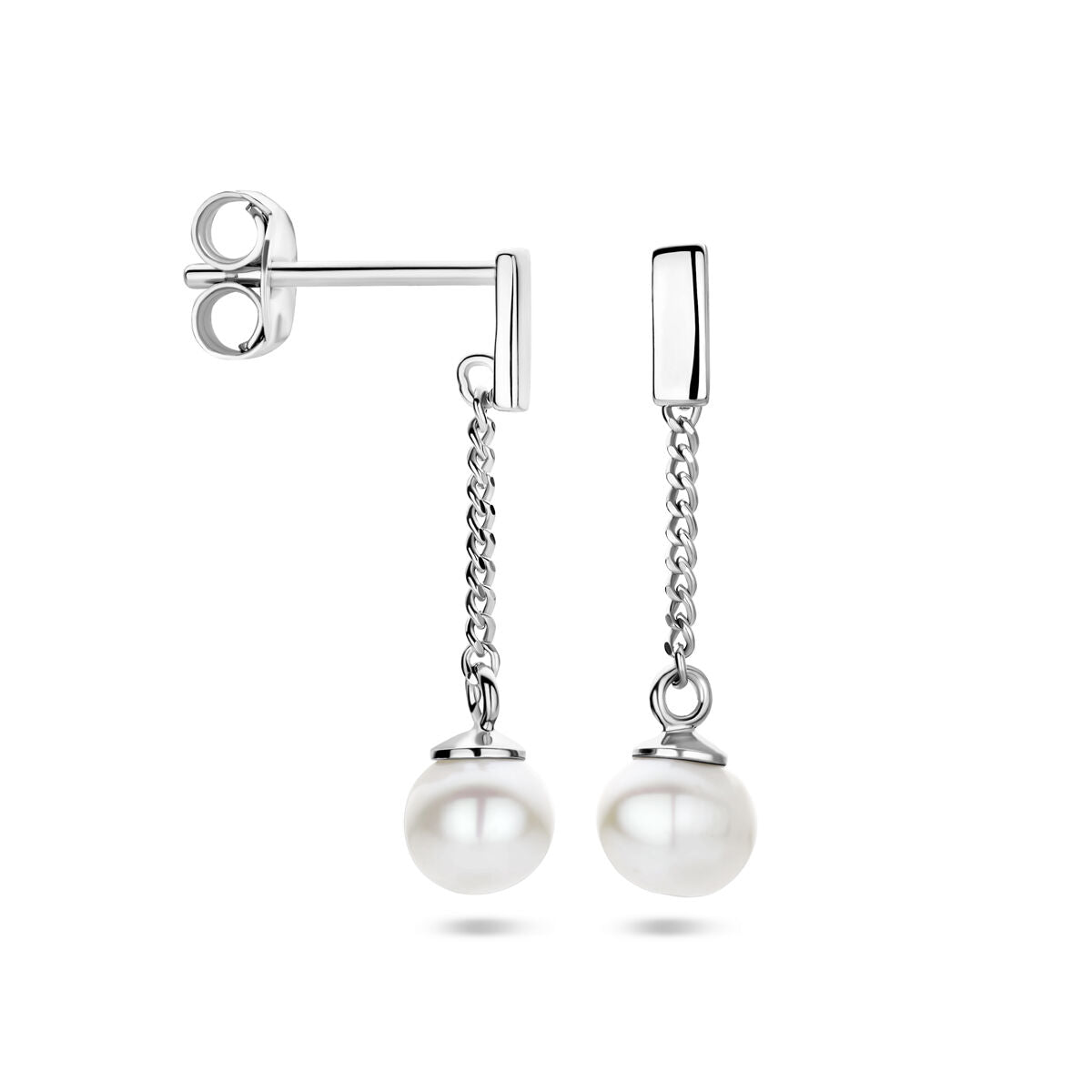 Fantasy Collection Hangende oorbellen parel zilver