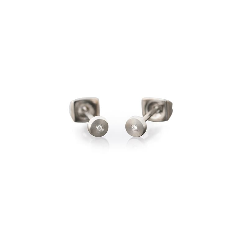 Boccia Titanium Diamant Oorknoppen 0537-01 Zilverkleurig 4 mm