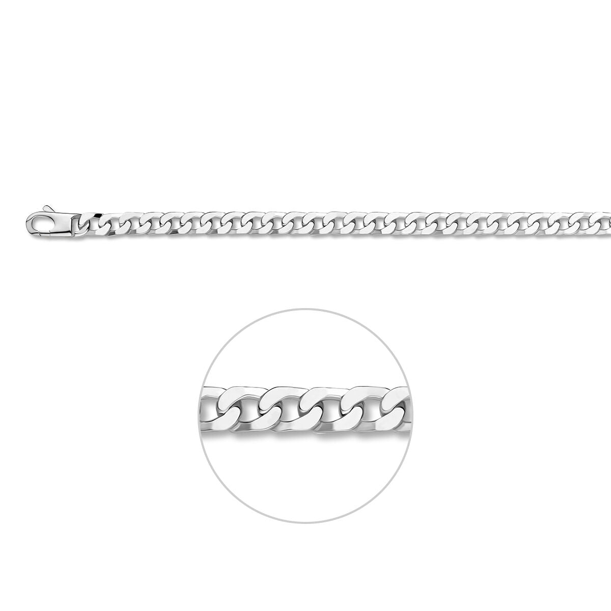 Gourmette 6 zijdes geslepen 5,5 mm zilver wit