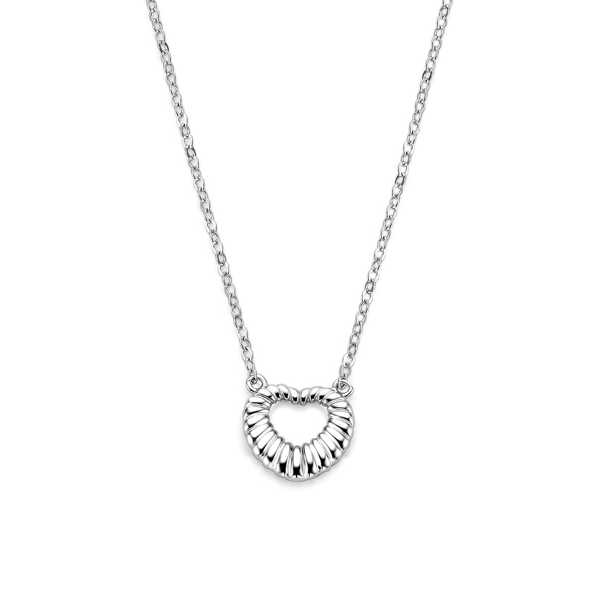 Collier hartje 41 + 4 cm zilver gerhodineerd