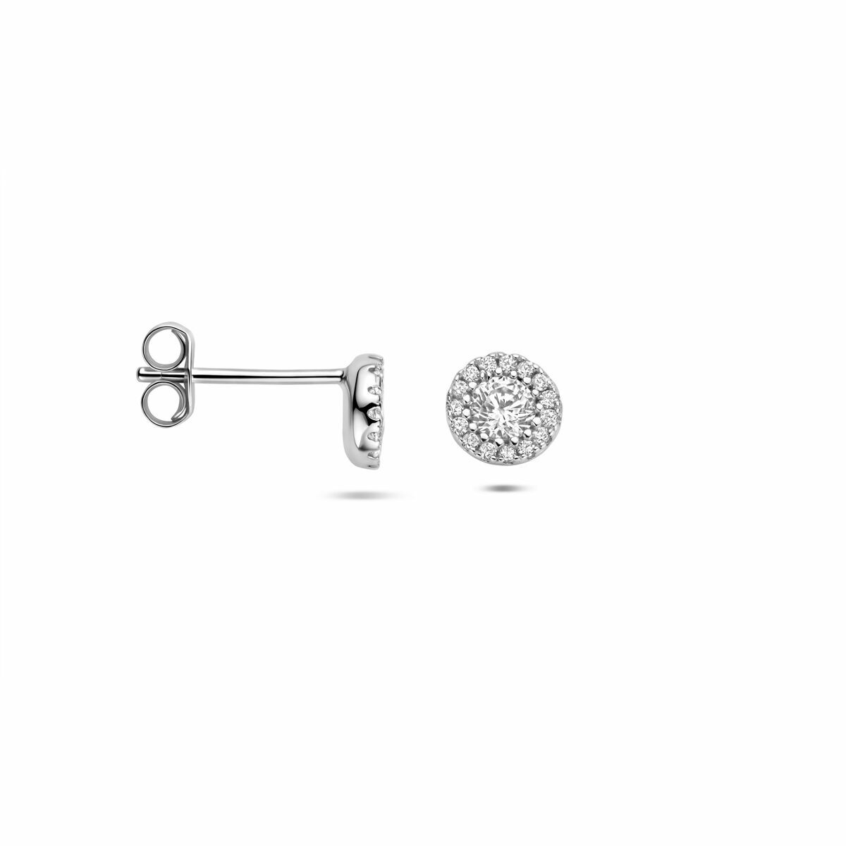 Zilveren gerhodineerde oorknoppen zirkonia 6 mm - 1341360