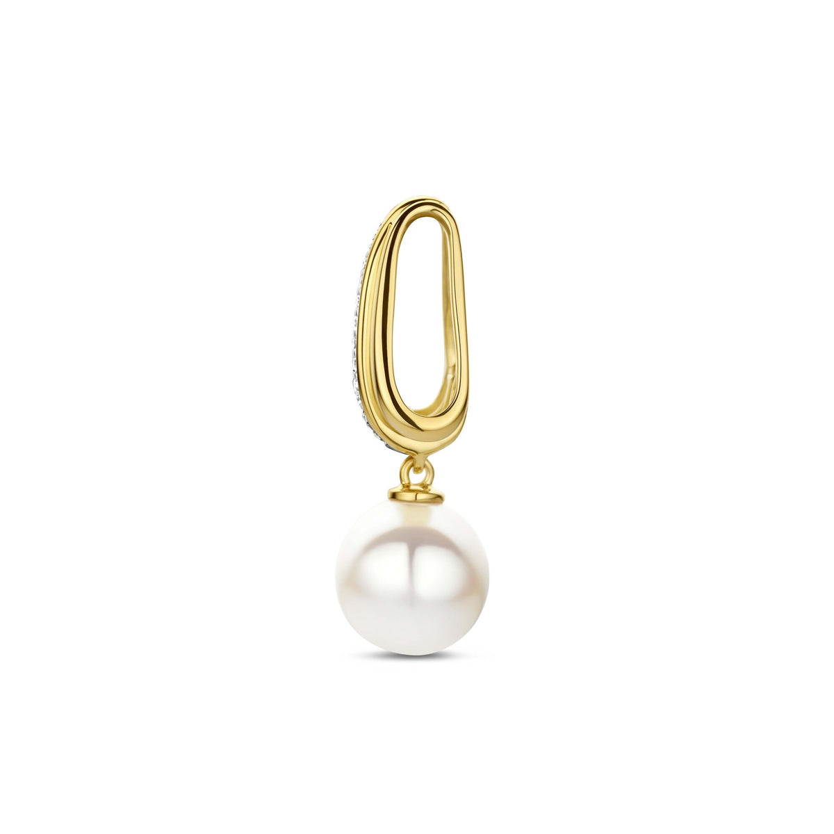 Hanger parel en diamant 0.04ct h si 14K geelgoud 26,5 mm
