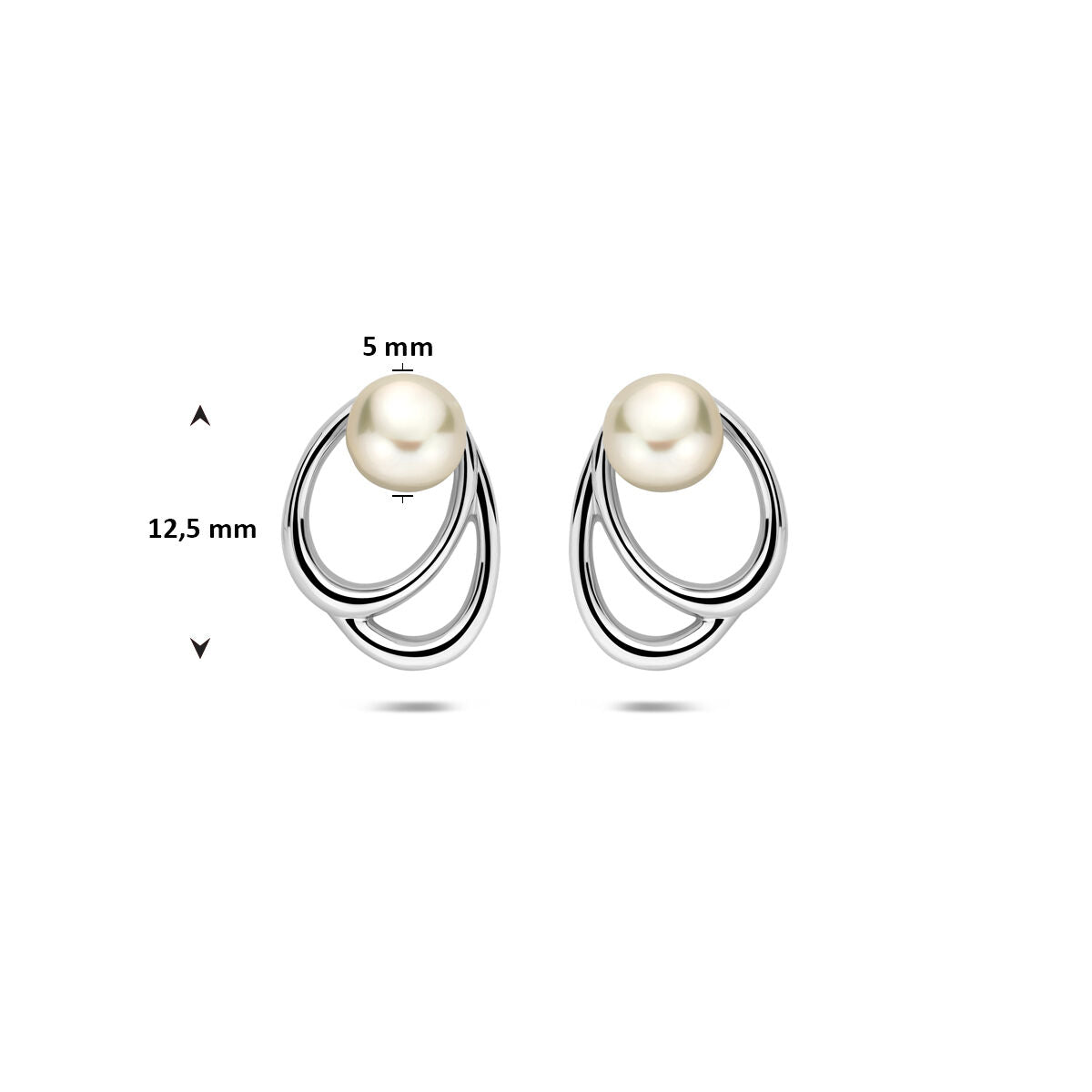 Zilveren gerhodineerde oorknoppen parel 12,5 mm - 1341915