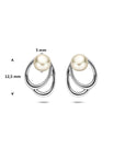Zilveren gerhodineerde oorknoppen parel 12,5 mm - 1341915
