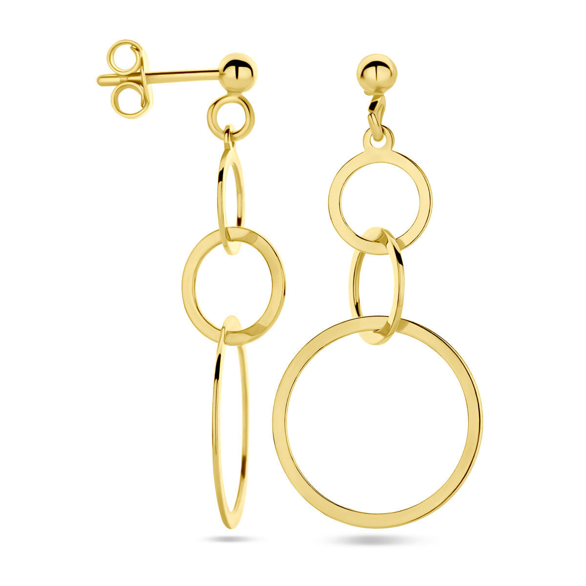Fantasy Collection Hangende oorbellen cirkels 1 micron zilver verguld