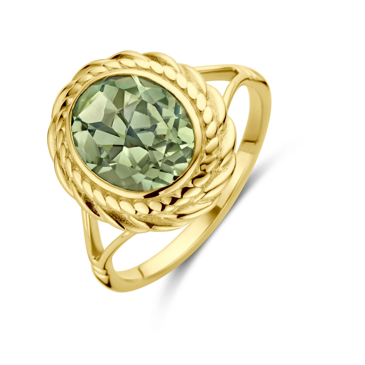 Ring groen amethist 14K geelgoud