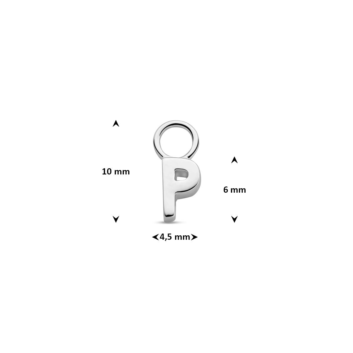 Oorringhanger letter P 6 mm zilver #Letter_P