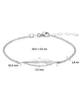 Zilver Gerhodineerd Armband Veer 16,5 + 2,5 cm 1337219