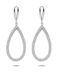 Zilveren gerhodineerde oorhangers druppel zirkonia 43 mm - 1341918