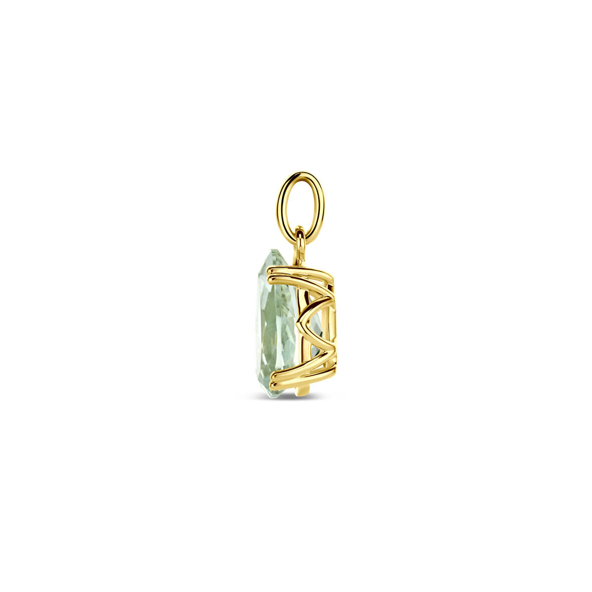 14K geelgouden hanger groen amethist 18 mm - 4033637 - PansiteNederland.nl