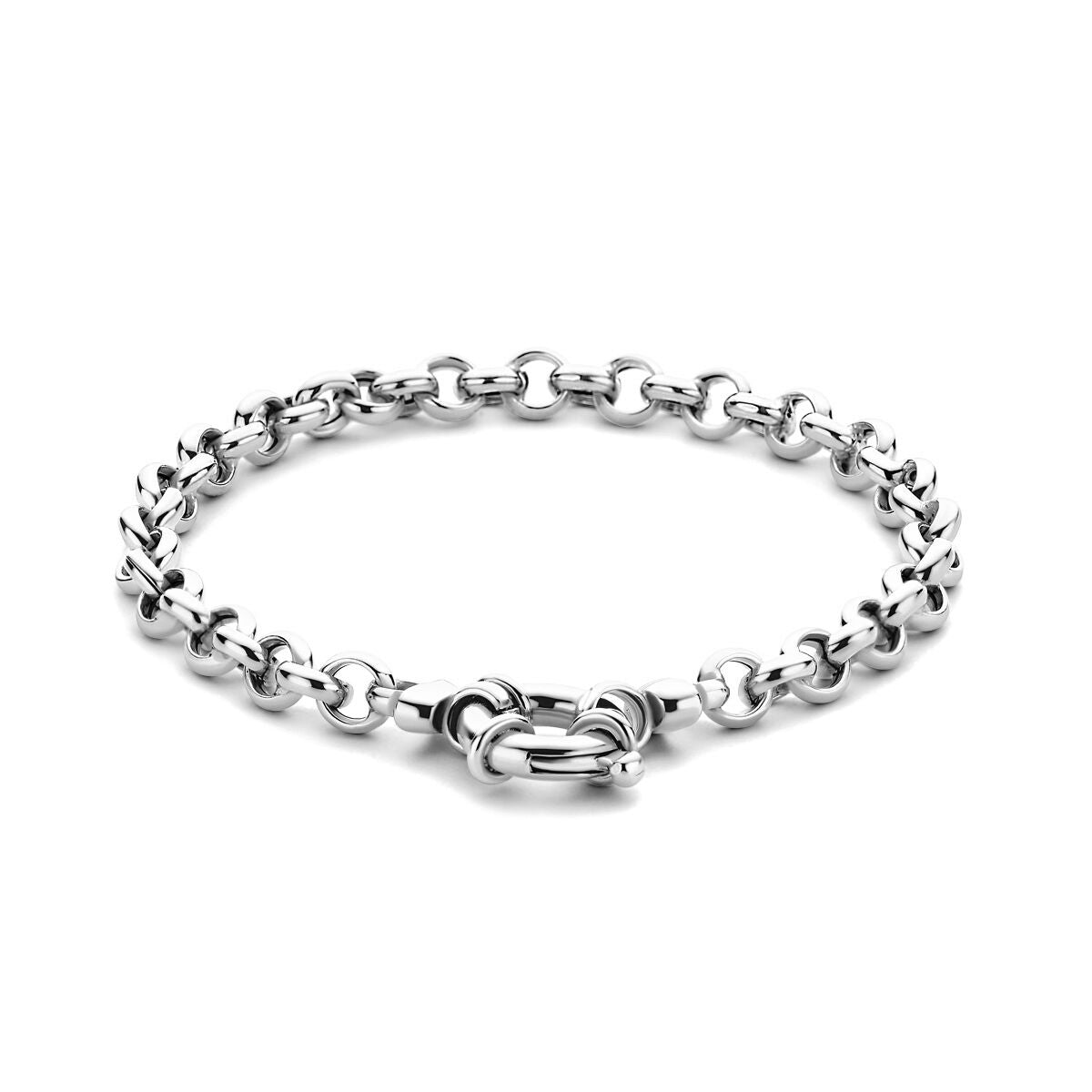 Ketting Jasseron 5,5 mm met groot veerslot zilver gerhodineerd