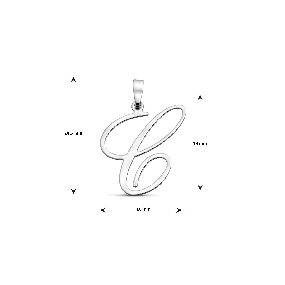 Hanger sierletter C 19 mm zilver #Letter_C