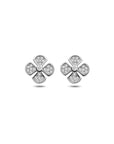 Zilveren gerhodineerde oorknoppen bloem zirkonia 9,5 mm - 1341566
