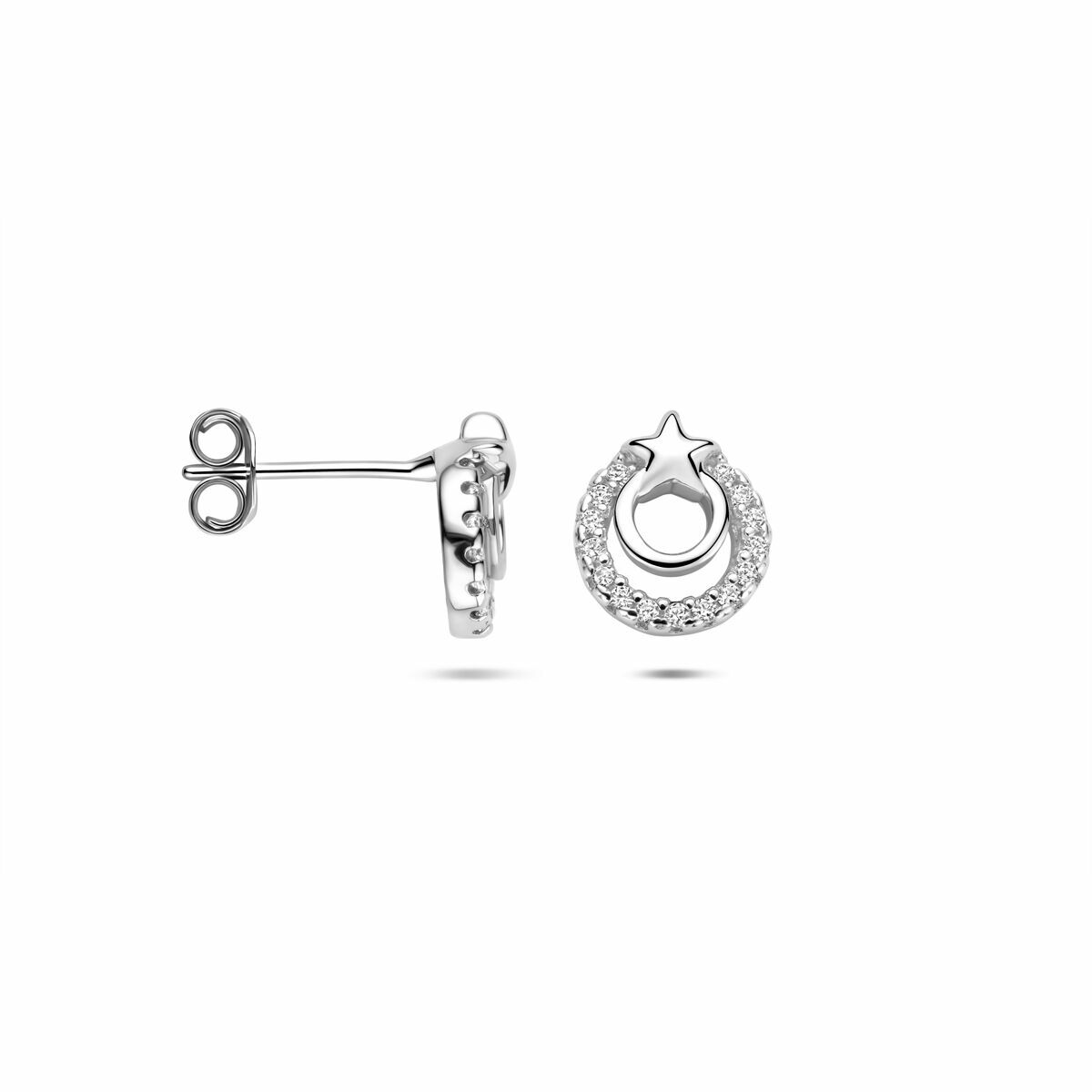 Zilveren gerhodineerde oorknoppen zirkonia 8 mm - 1341353
