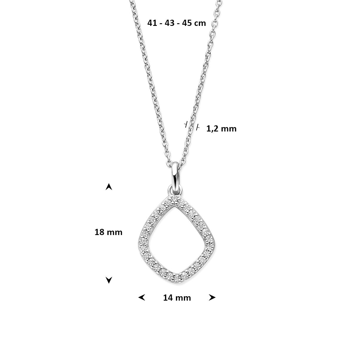 Collier ruit zirkonia 41 - 43 - 45 cm zilver gerhodineerd