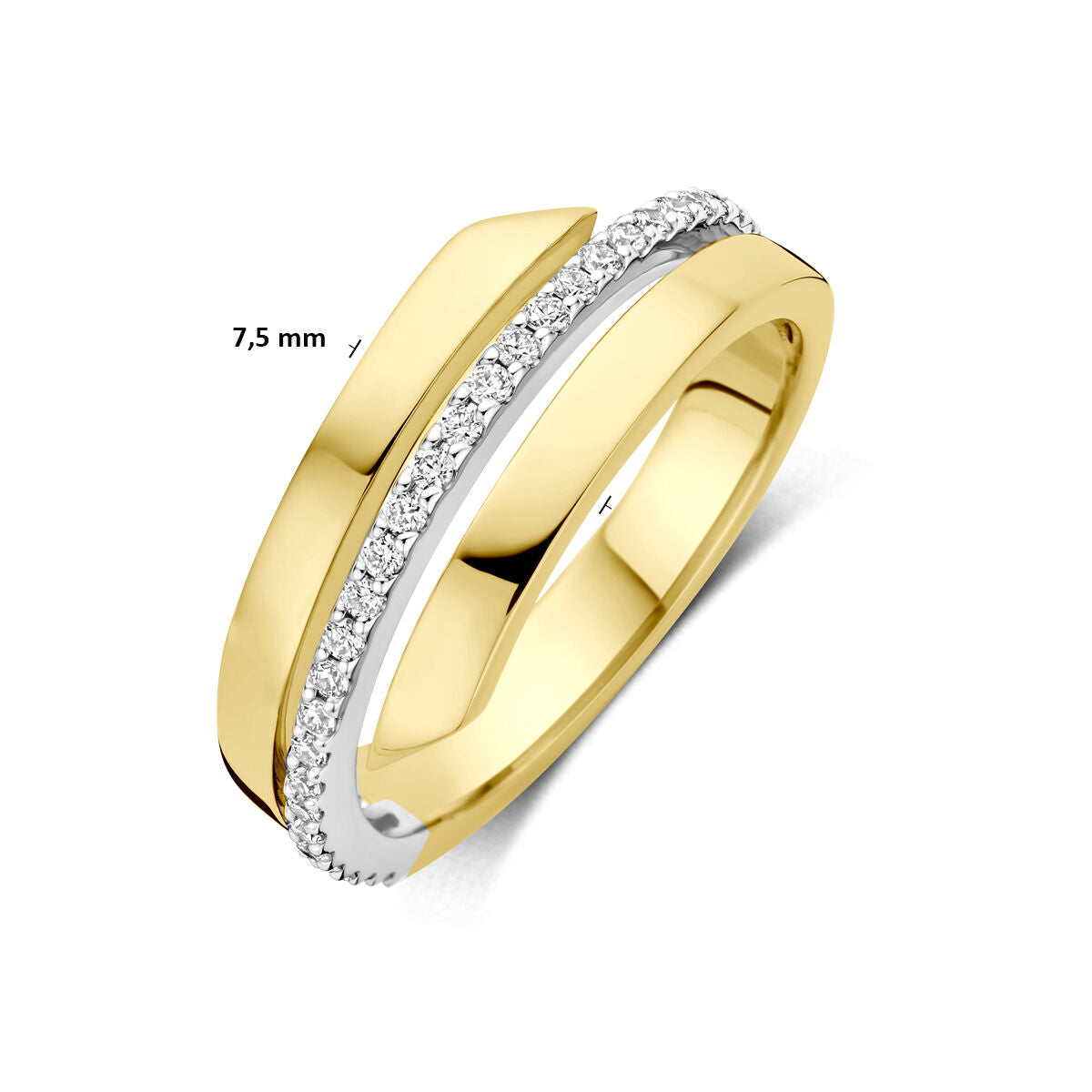 Ring diamant 0.21ct h si 14K bicolor goud geel/wit