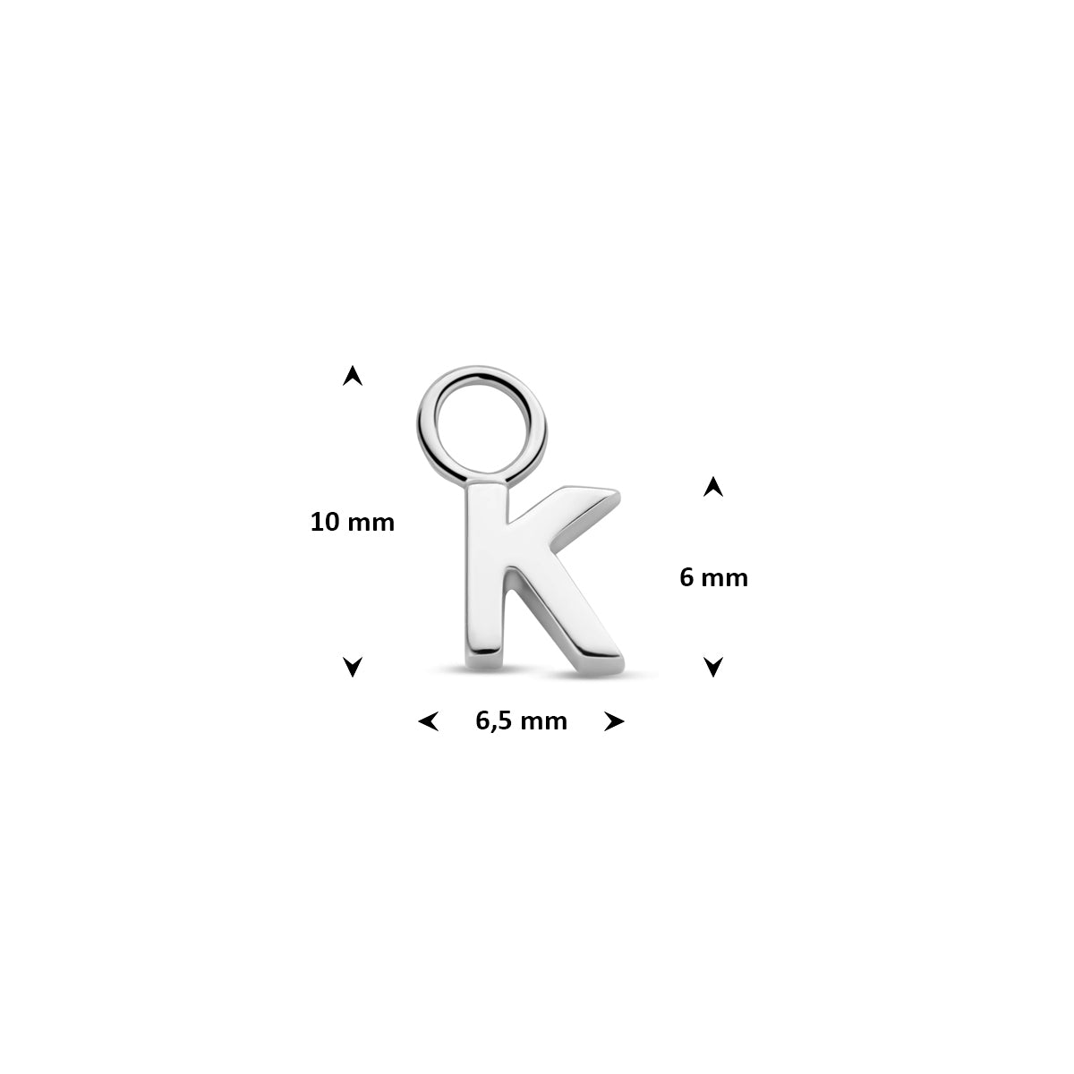 Oorringhanger letter K 6 mm zilver #Letter_K