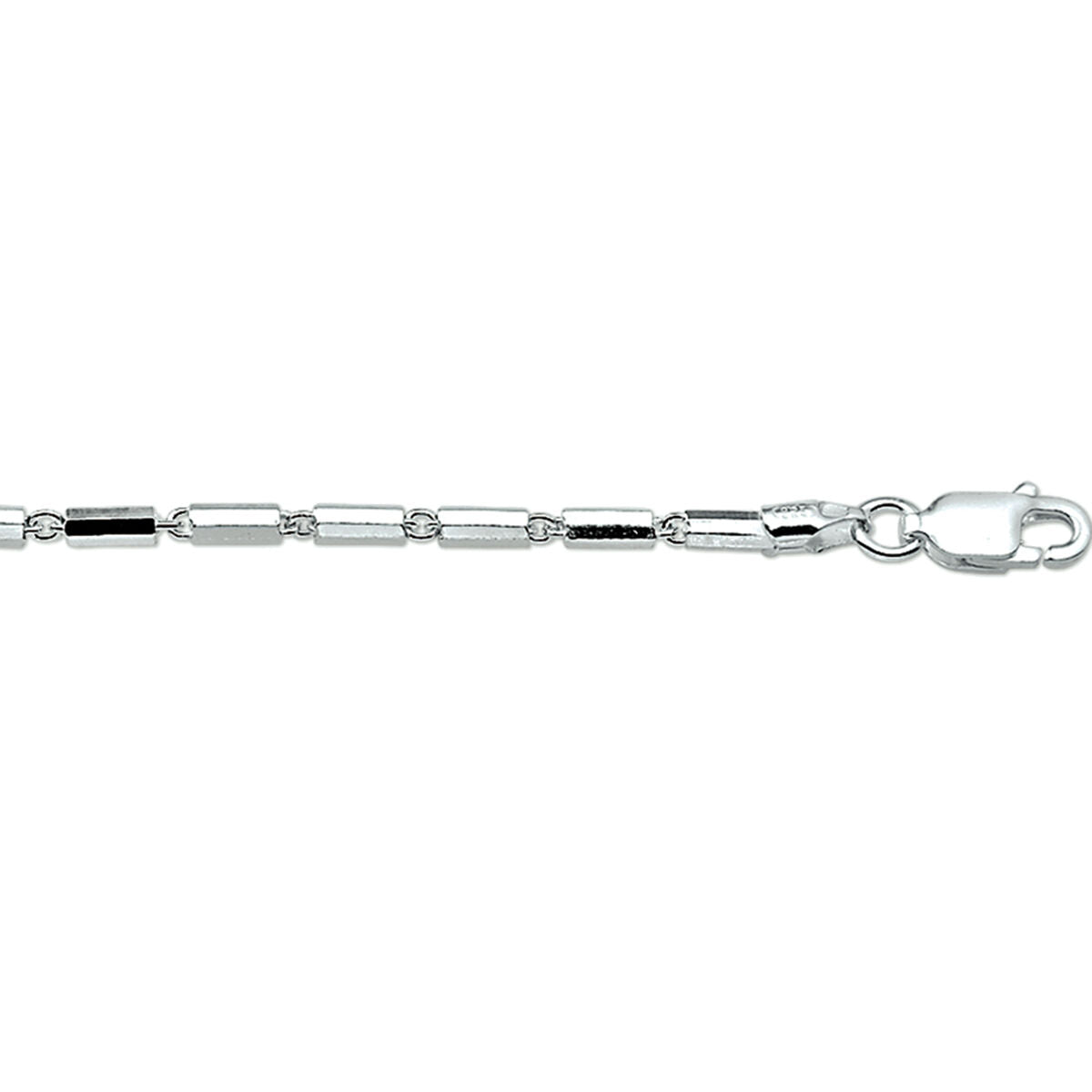 Armband buisjes 2,0 mm 18 cm zilver gerhodineerd
