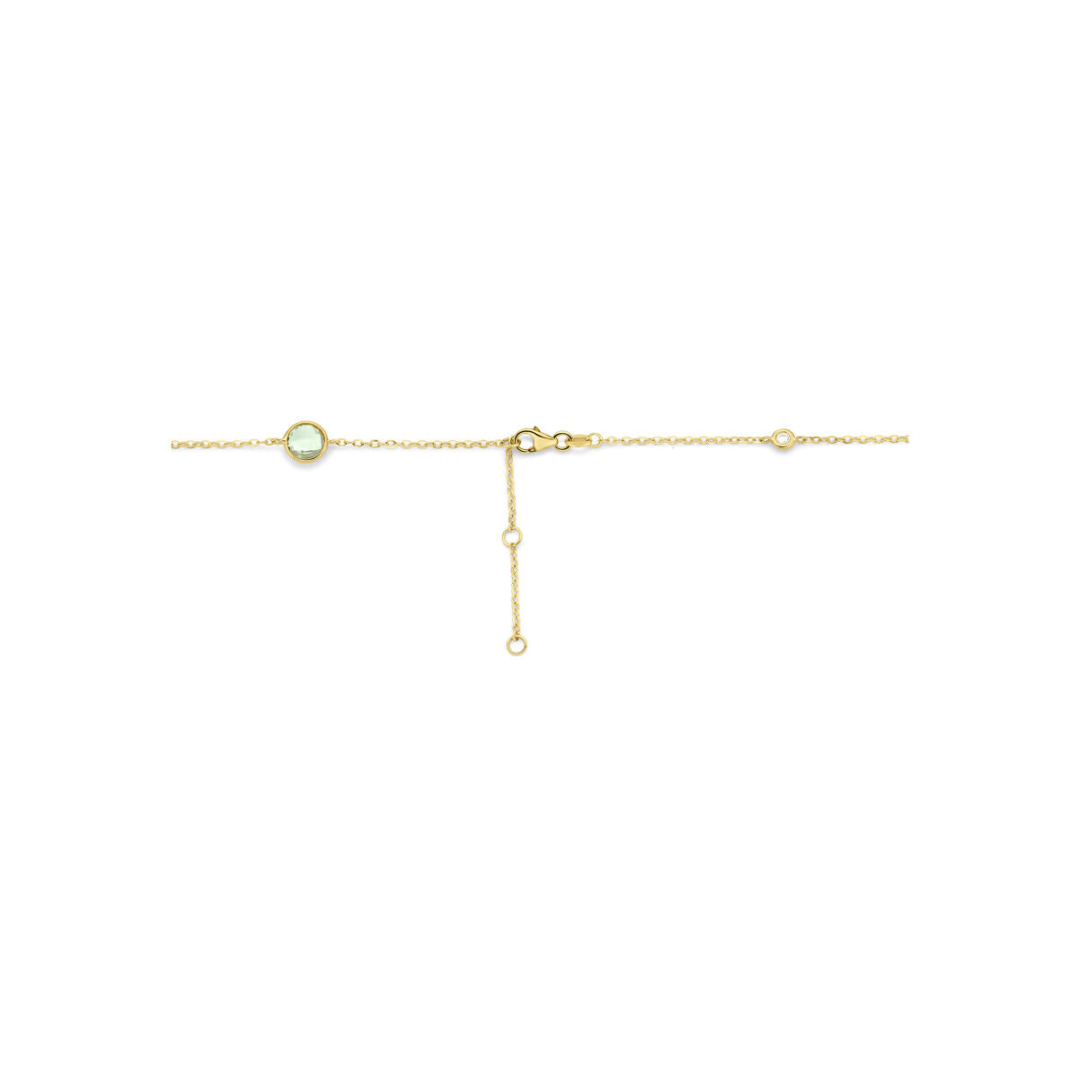 Collier groen amethist en diamant 0.25ct h si 14K geelgoud 40 + 2 + 2 cm