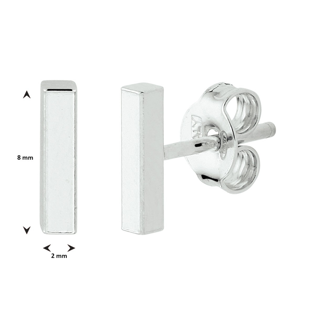 Zilver Oorknoppen Balkje 1000490 - PansiteNederland.nl