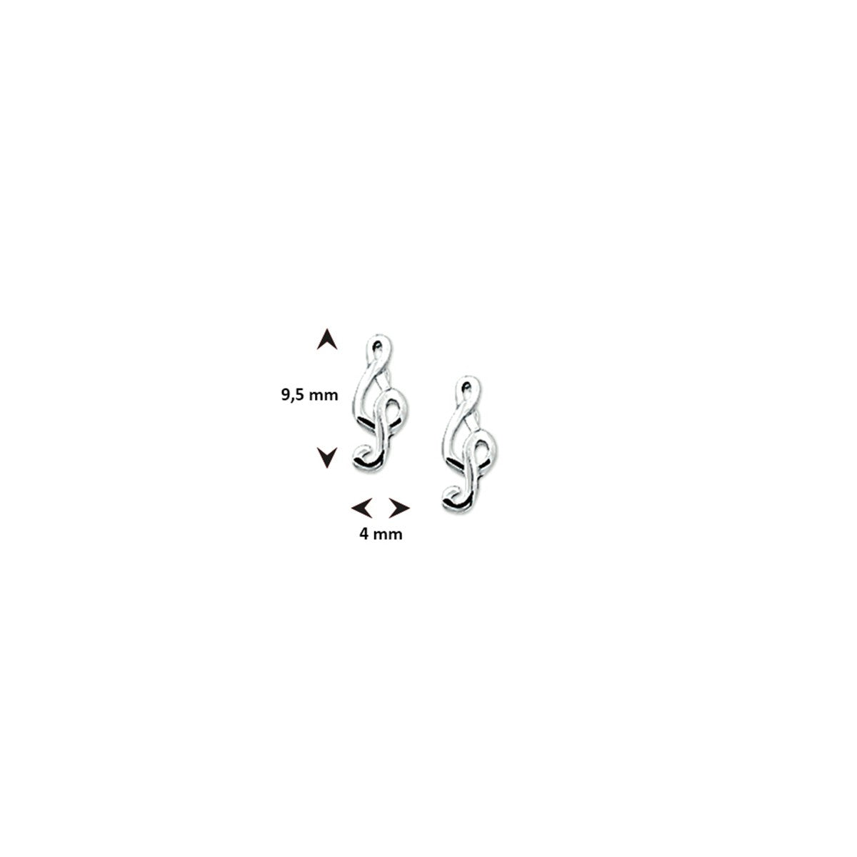 Zilver Oorknoppen Muzieksleutel 1000639 - PansiteNederland.nl