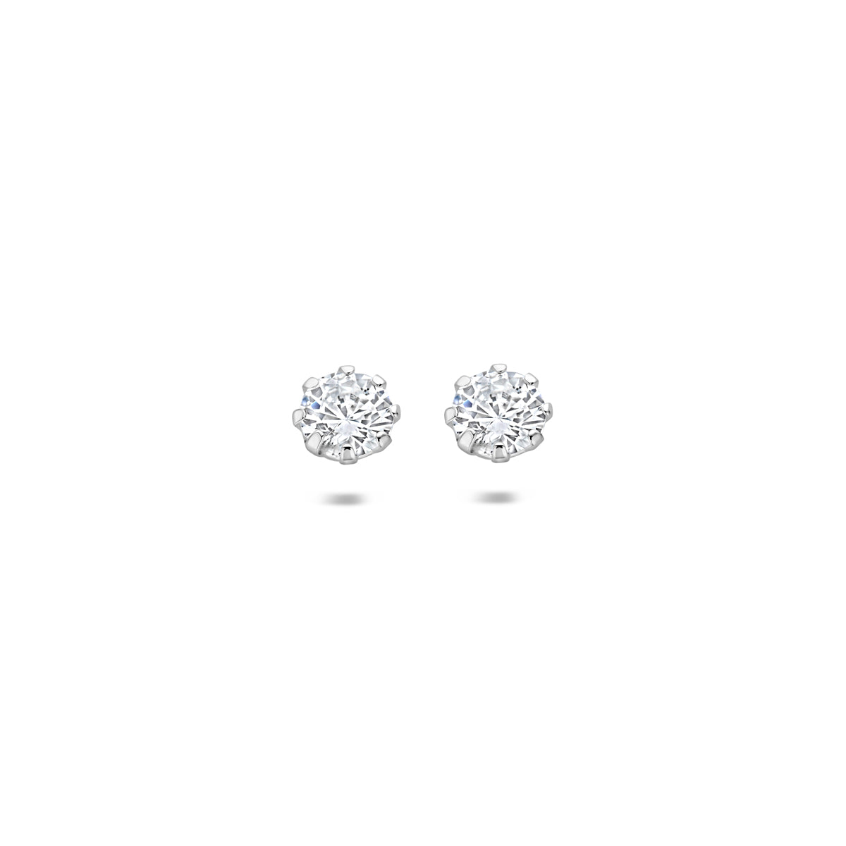 Oorknoppen zirkonia chaton 6-poots zilver 4,5 mm #Diameter steen (mm)_4.5