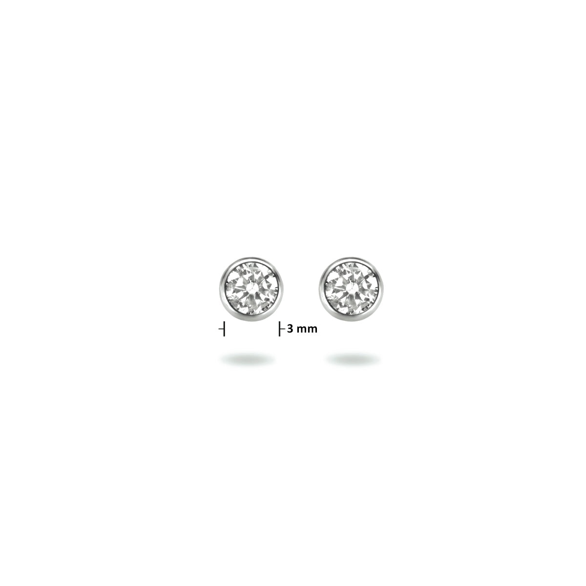 Oorknoppen zirkonia zetkast zilver 3 mm #Diameter steen (mm)_3